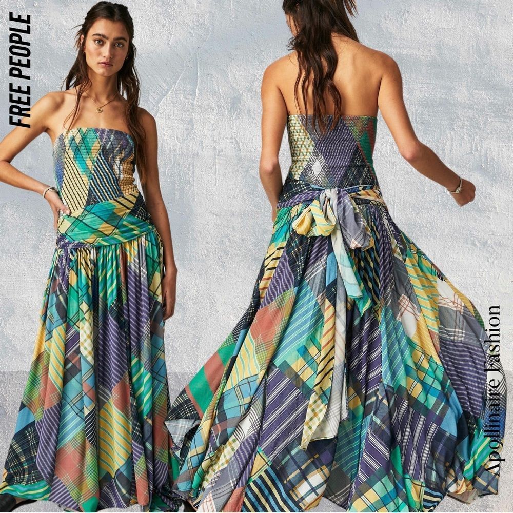 Free People Multicolor Geometric Maxi Dress